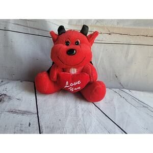Dan Dee Red Devil Plush 7 Inch Love You Heart Stuffed Animal Whistling Works